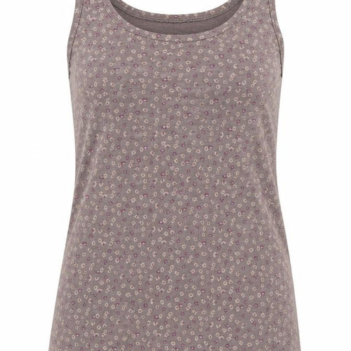 EDC Women's Brown Floral Cotton Jersey Tank Top XS