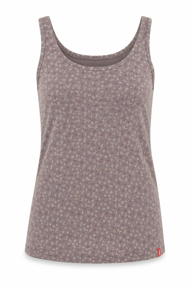 EDC Women's Brown Floral Cotton Jersey Tank Top XS