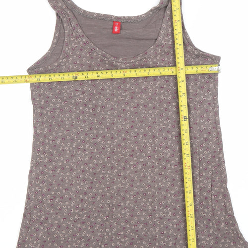 EDC Women's Brown Floral Cotton Jersey Tank Top XS