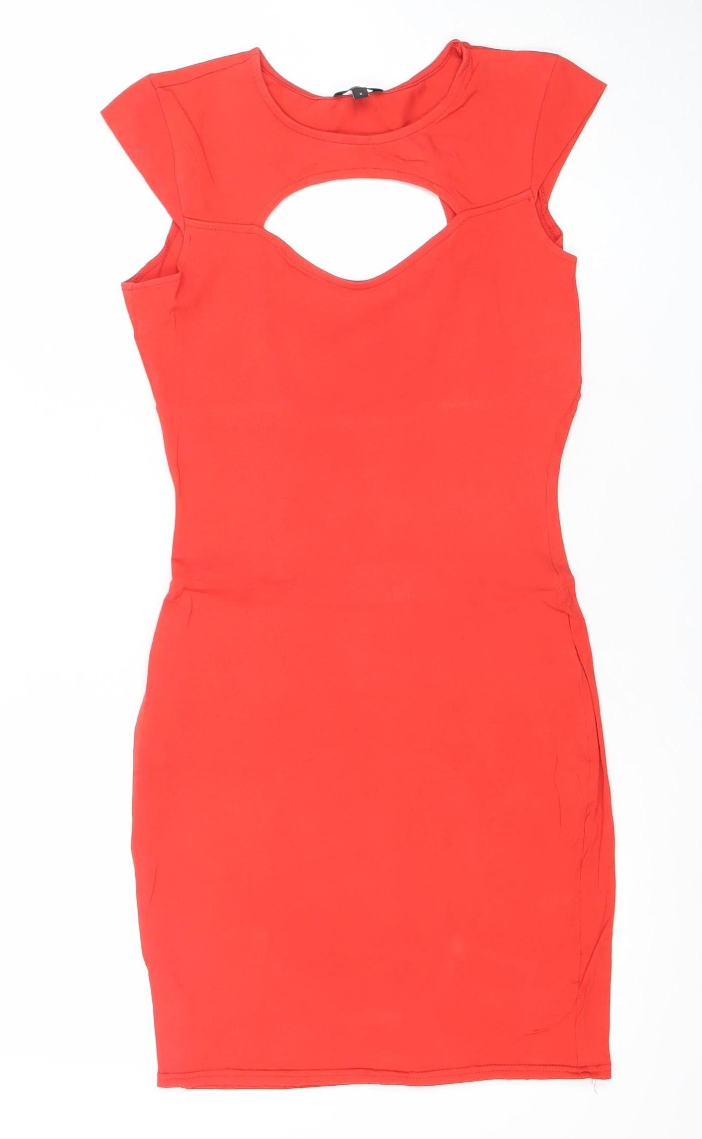 River Island Women's Red Bodycon Cut Out Dress Size 8