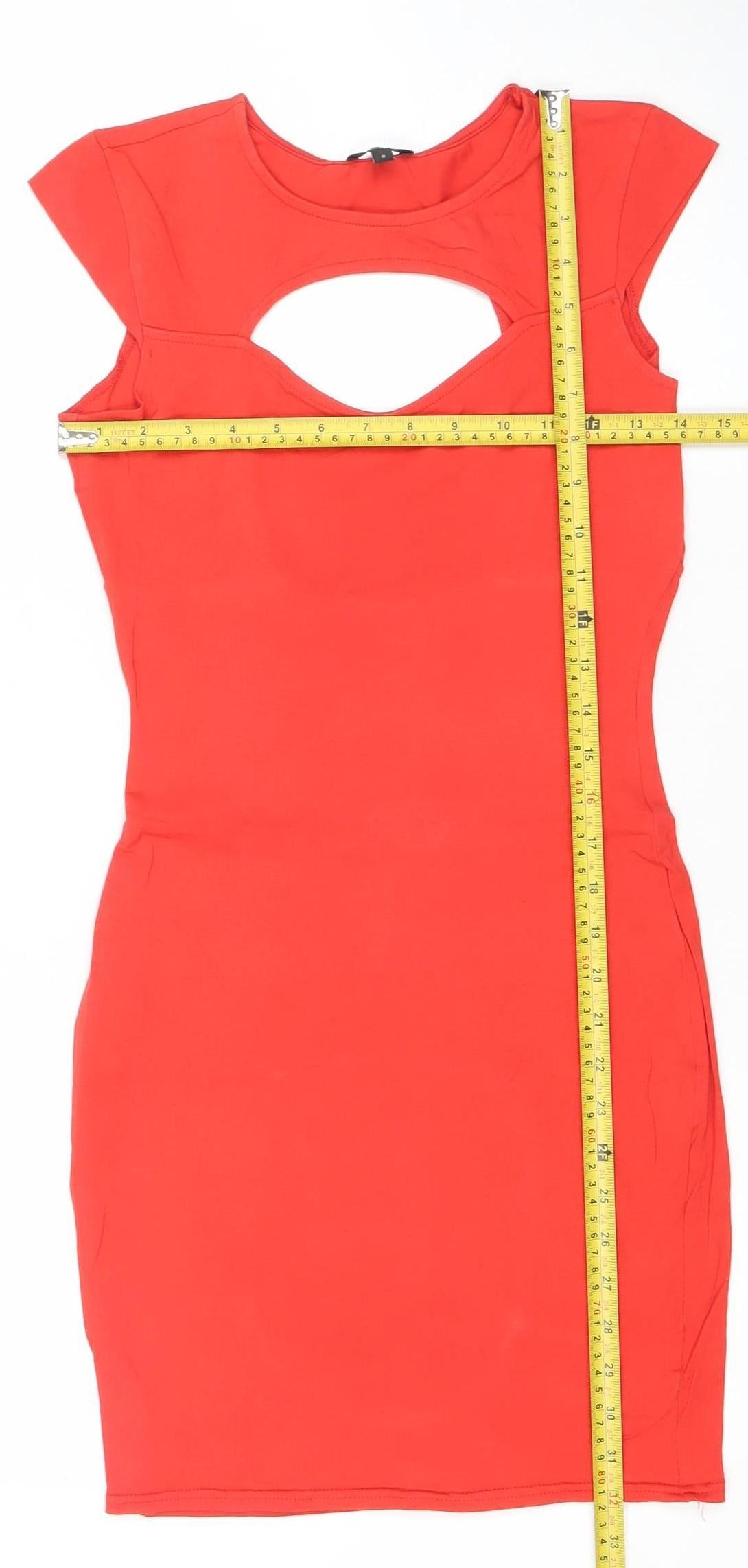 River Island Women's Red Bodycon Cut Out Dress Size 8