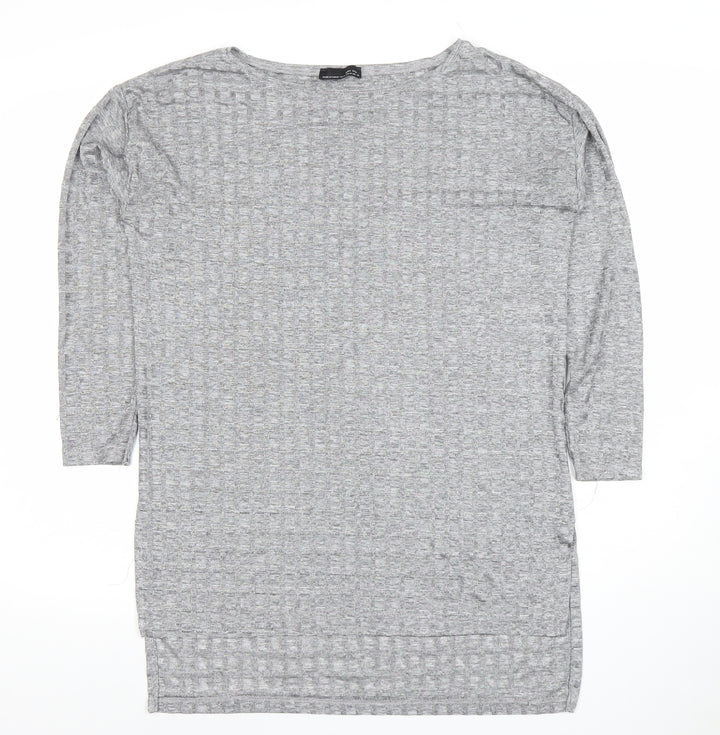 Zara Women Grey Cotton Blend 3/4 Sleeve Basic Jersey T-Shirt Size 10