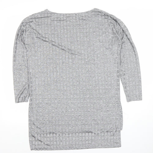 Zara Women Grey Cotton Blend 3/4 Sleeve Basic Jersey T-Shirt Size 10