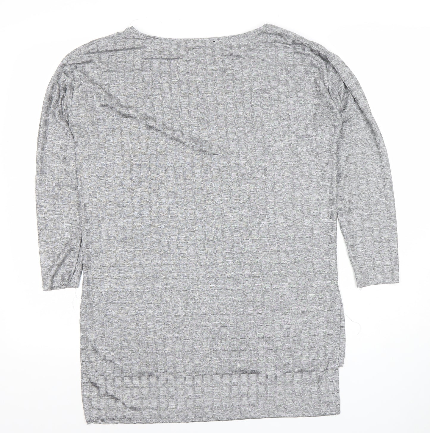Zara Women Grey Cotton Blend 3/4 Sleeve Basic Jersey T-Shirt Size 10