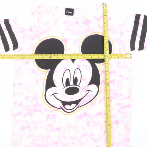 Disney Girls Pink Mickey Mouse Graphic T-Shirt 11-12 Years 100% Cotton