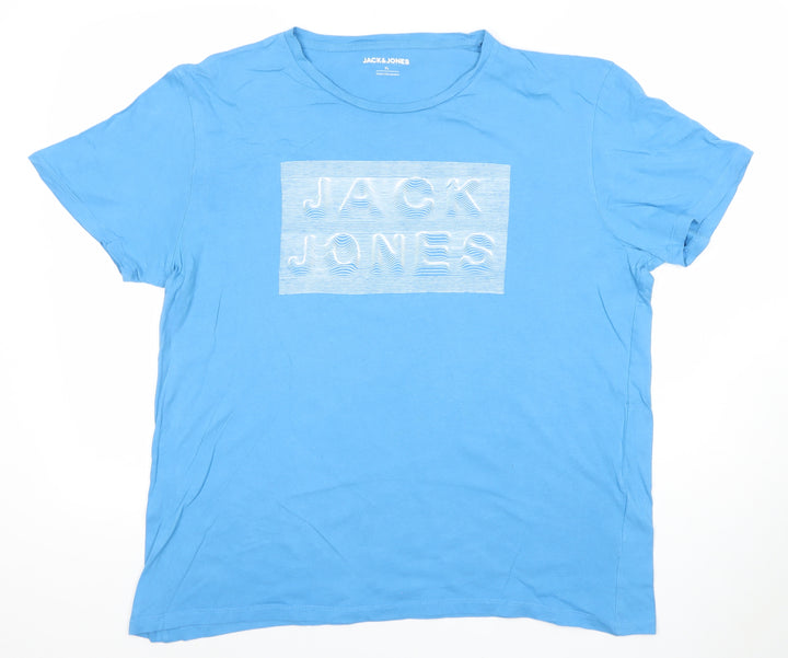 Jack & Jones Men's Blue XL Cotton Graphic Logo T-Shirt