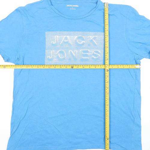 Jack & Jones Men's Blue XL Cotton Graphic Logo T-Shirt