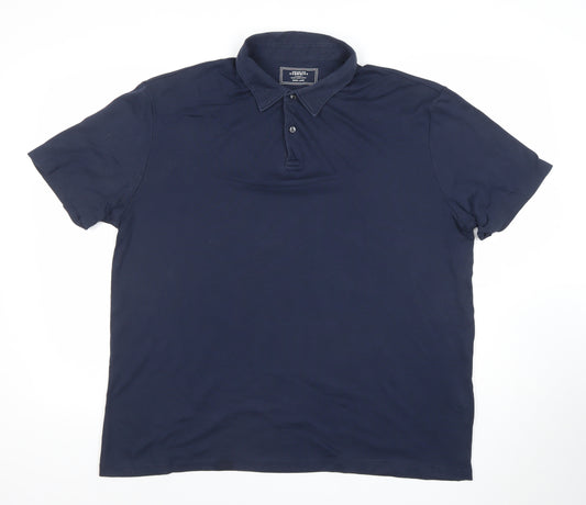Charles Tyrwhitt Men’s Blue Cotton Polo Shirt XL Regular Fit