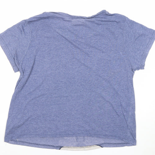 Disney Women’s Blue Minnie Mouse Pyjama Top L - Cartoon Jersey Sleep Tee