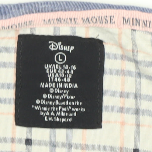 Disney Women’s Blue Minnie Mouse Pyjama Top L - Cartoon Jersey Sleep Tee