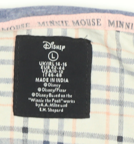 Disney Women’s Blue Minnie Mouse Pyjama Top L - Cartoon Jersey Sleep Tee