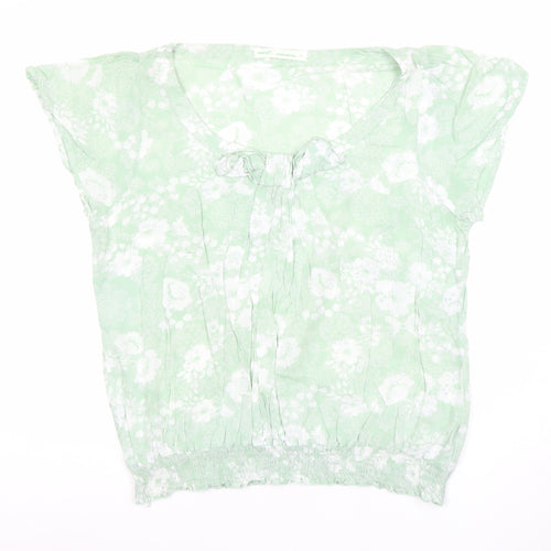 Next Women’s Green Floral Bow Blouse Size 14 Tunic Style