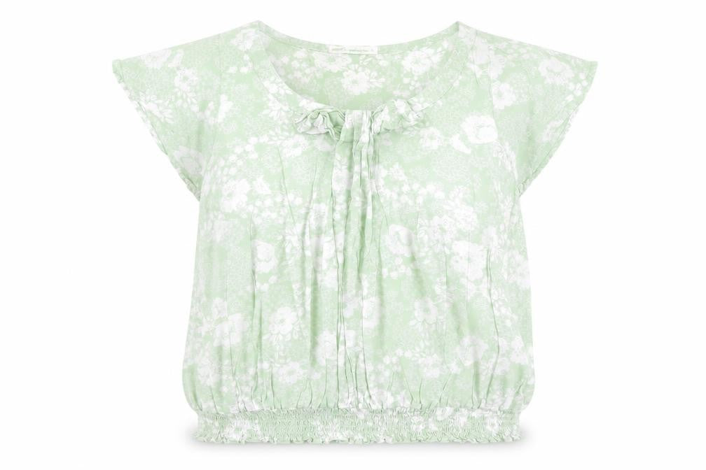 Next Women’s Green Floral Bow Blouse Size 14 Tunic Style