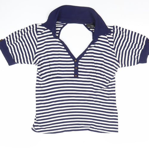 Next Women’s Blue White Striped Viscose Stretch T-Shirt Size 16