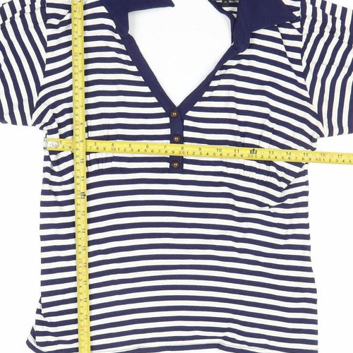 Next Women’s Blue White Striped Viscose Stretch T-Shirt Size 16