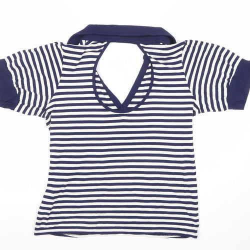 Next Women’s Blue White Striped Viscose Stretch T-Shirt Size 16