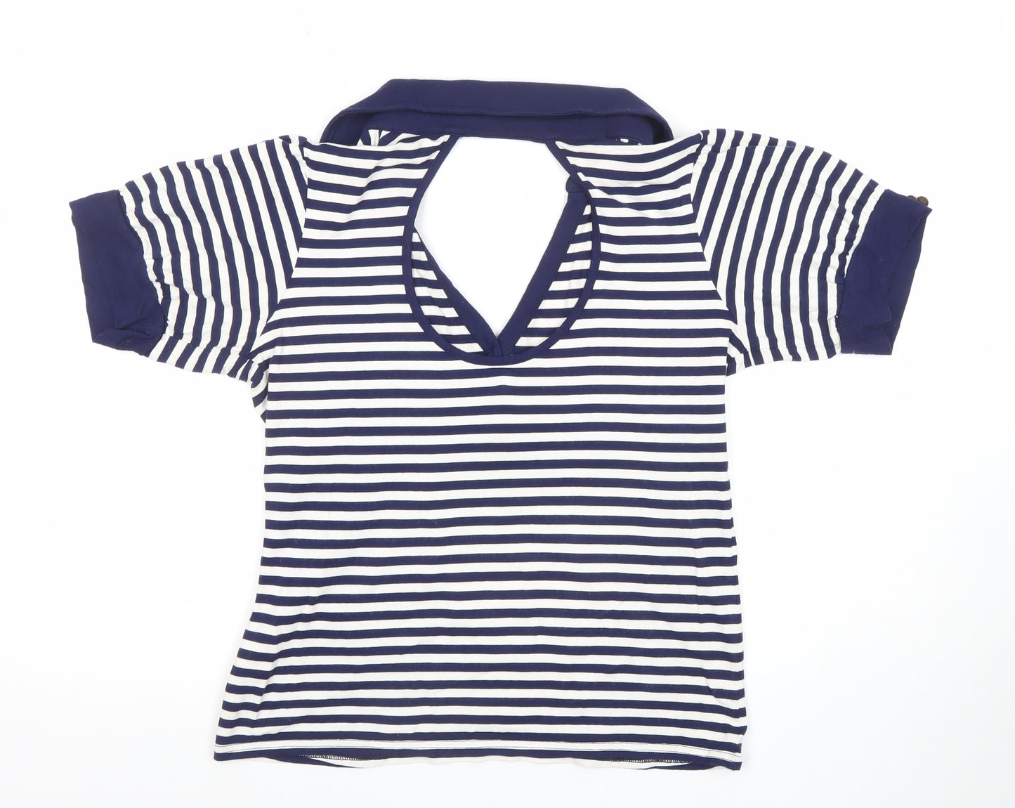 Next Women’s Blue White Striped Viscose Stretch T-Shirt Size 16