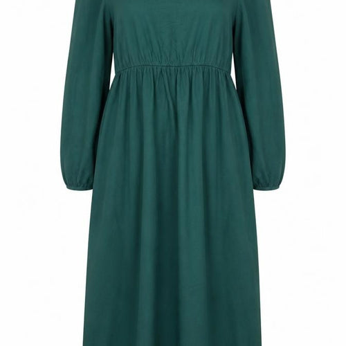Bauken Women's Green Viscose A-Line Long Sleeve Knee Length Dress UK 8
