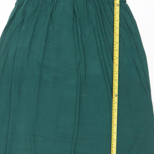 Bauken Women's Green Viscose A-Line Long Sleeve Knee Length Dress UK 8
