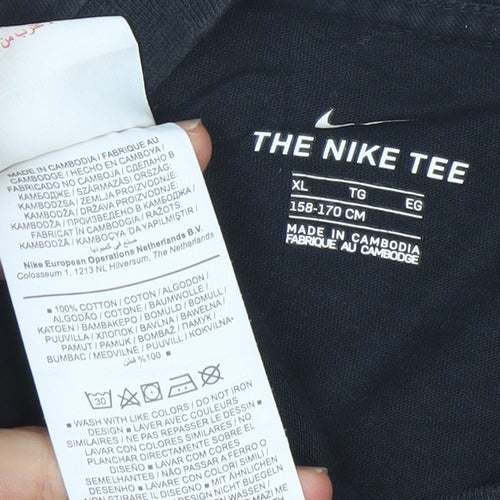 Nike Boys Black T-Shirt XL 13-14 Years Sports Logo Basic Tee