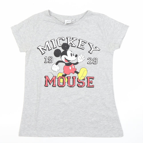 Disney Women Grey Mickey Mouse Graphic T-Shirt Size 8