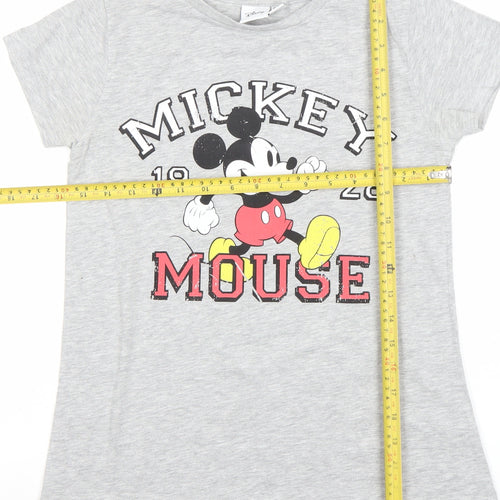 Disney Women Grey Mickey Mouse Graphic T-Shirt Size 8