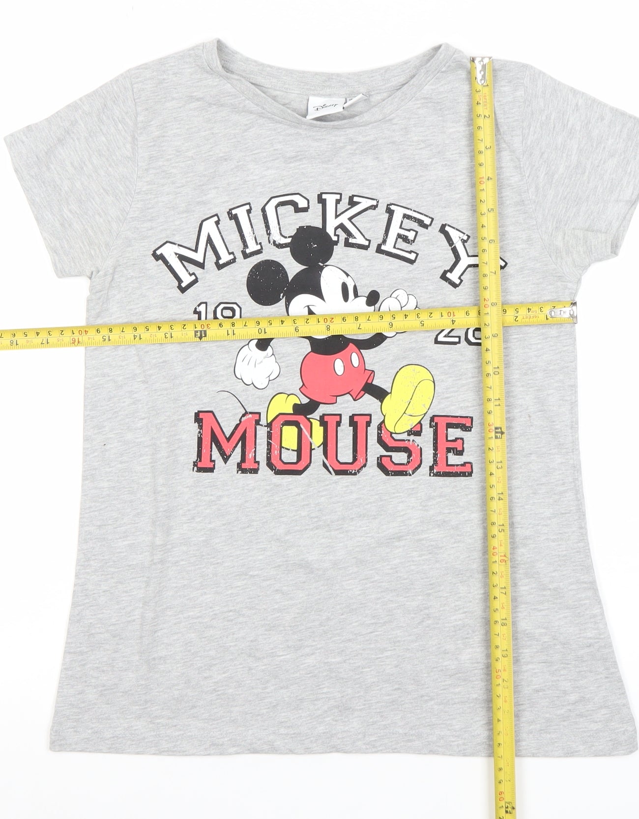 Disney Women Grey Mickey Mouse Graphic T-Shirt Size 8