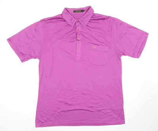 Farah Men's Purple XL Cotton Short Sleeve Polo Shirt
