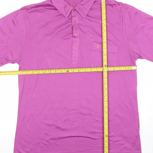 Farah Men's Purple XL Cotton Short Sleeve Polo Shirt