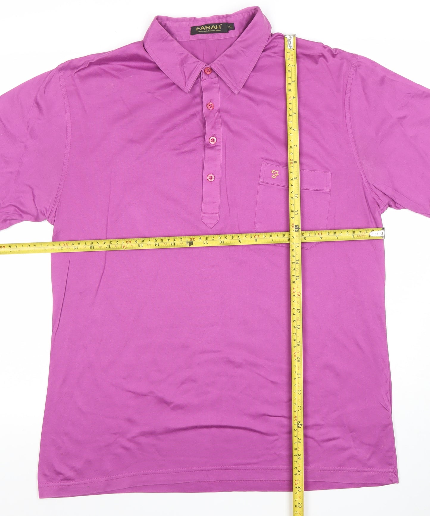 Farah Men's Purple XL Cotton Short Sleeve Polo Shirt