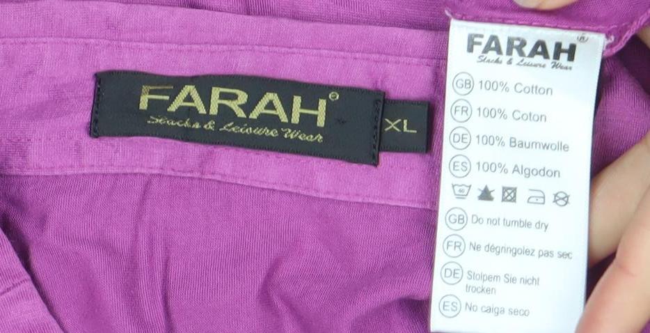 Farah Men's Purple XL Cotton Short Sleeve Polo Shirt