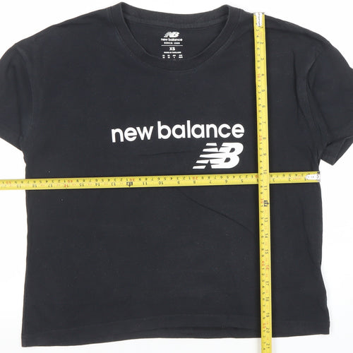 New Balance Women's Black XS Short Sleeve Cotton Blend Basic Logo T-Shirt