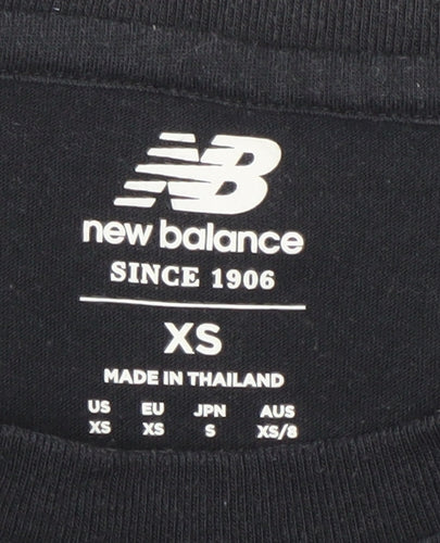 New Balance Women's Black XS Short Sleeve Cotton Blend Basic Logo T-Shirt