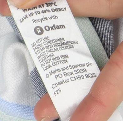 Marks and Spencer Men's Multicoloured Striped Cotton Polo Shirt Size L