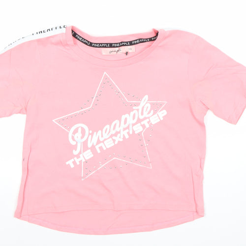 Pineapple Girls Pink Rhinestone Dance Graphic T-Shirt 13 Years