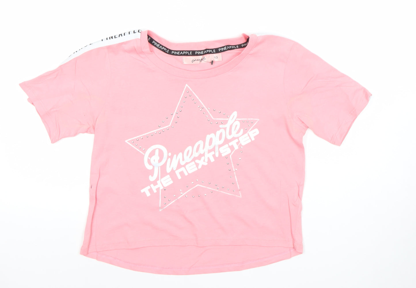Pineapple Girls Pink Rhinestone Dance Graphic T-Shirt 13 Years