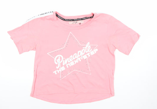 Pineapple Girls Pink Rhinestone Dance Graphic T-Shirt 13 Years