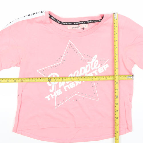 Pineapple Girls Pink Rhinestone Dance Graphic T-Shirt 13 Years