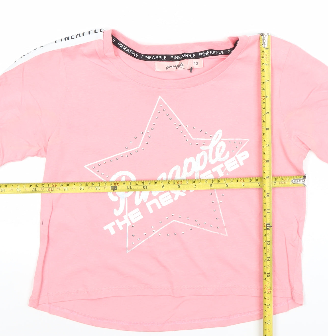 Pineapple Girls Pink Rhinestone Dance Graphic T-Shirt 13 Years