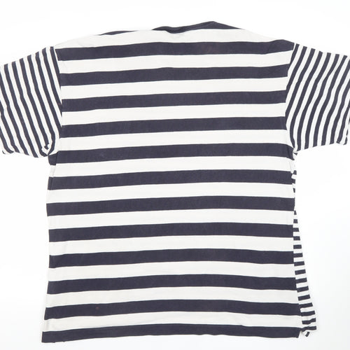 Carhartt Men's Blue Striped Crew Neck Cotton T-Shirt Size L