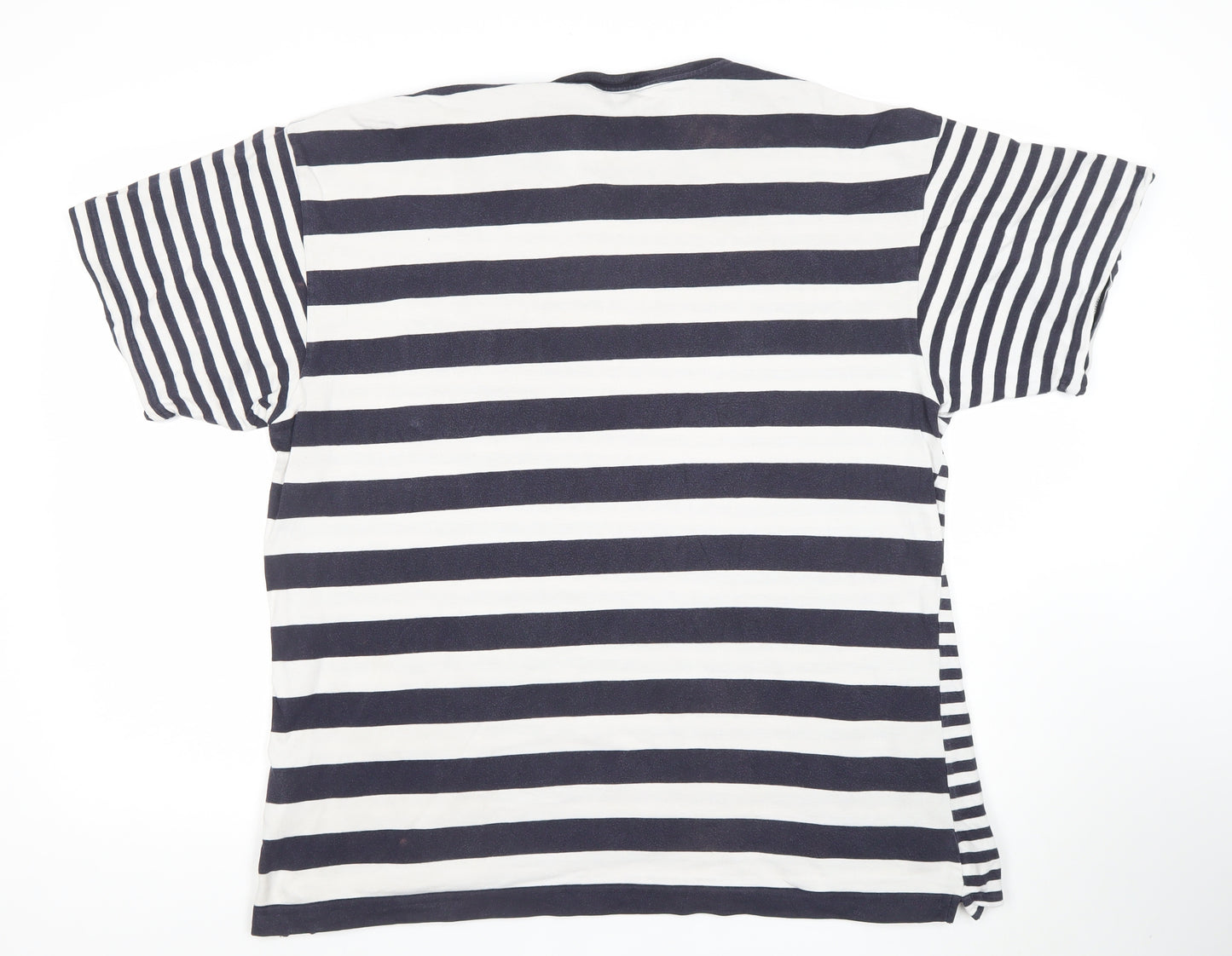 Carhartt Men's Blue Striped Crew Neck Cotton T-Shirt Size L