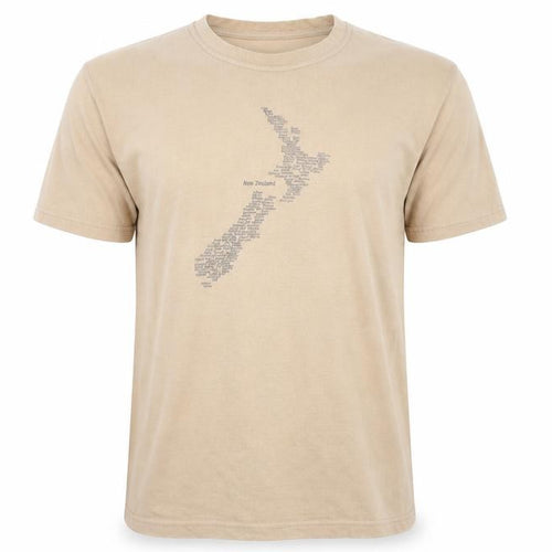 New Zealand Spirit Men's Beige Cotton Crew Neck Short Sleeve T-Shirt L