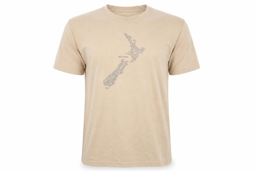 New Zealand Spirit Men's Beige Cotton Crew Neck Short Sleeve T-Shirt L