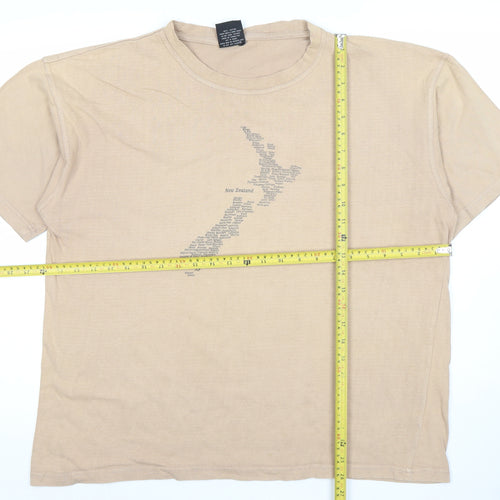 New Zealand Spirit Men's Beige Cotton Crew Neck Short Sleeve T-Shirt L