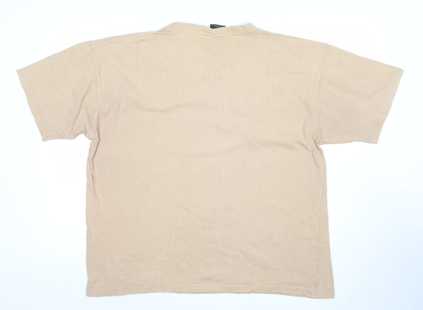 New Zealand Spirit Men's Beige Cotton Crew Neck Short Sleeve T-Shirt L