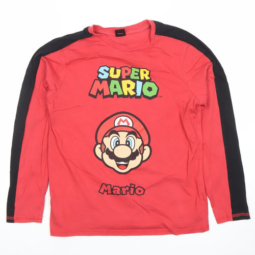 George Boys Red Super Mario Long Sleeve Graphic T-Shirt 10-11 Years
