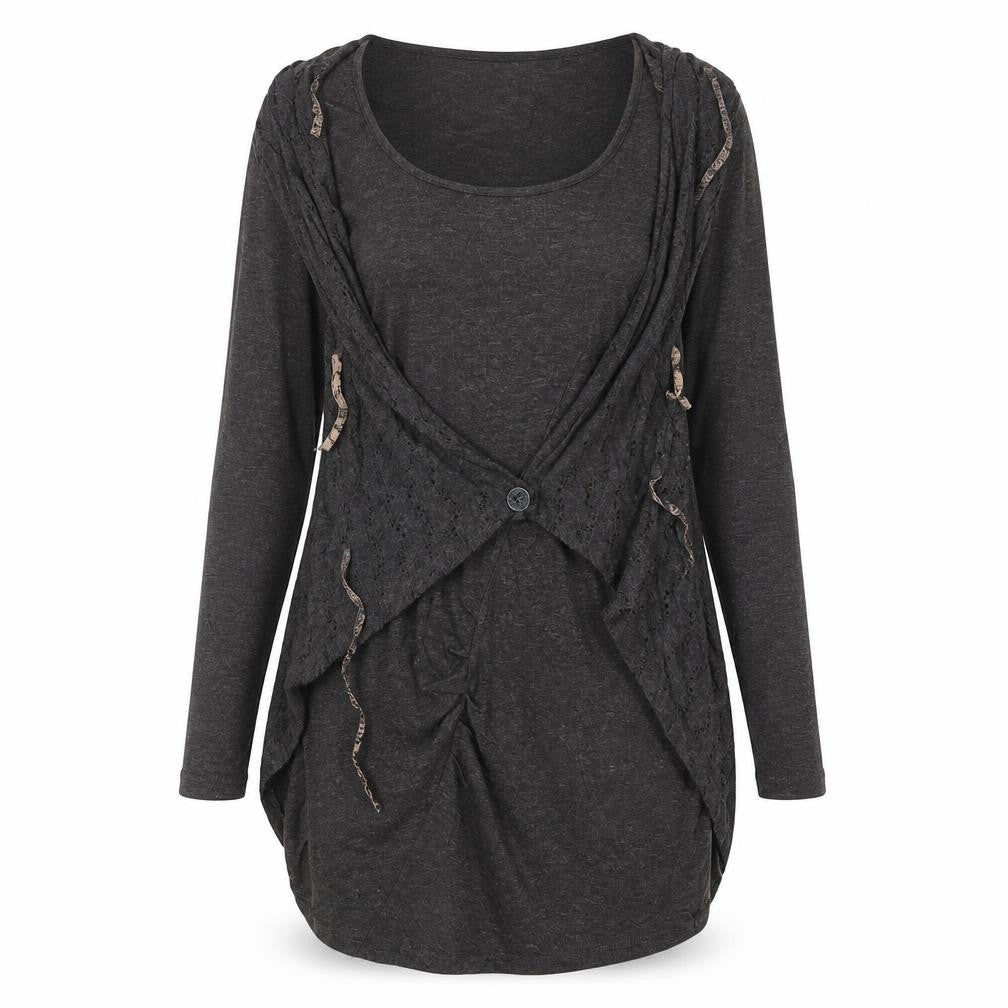 Myrine Essentials Women Brown Knit Wrap Dress M Long Sleeve