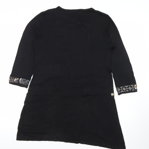Afibel Women’s Black Paisley 3/4 Sleeve Knee Length Shift Dress Size 14