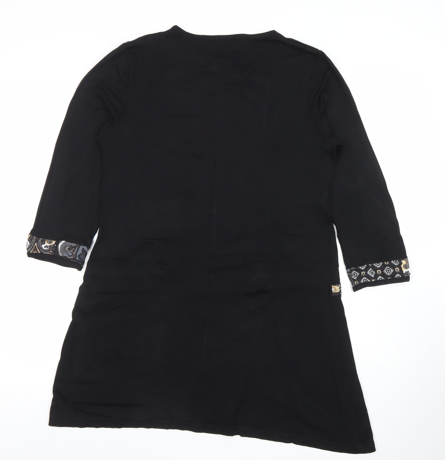 Afibel Women’s Black Paisley 3/4 Sleeve Knee Length Shift Dress Size 14