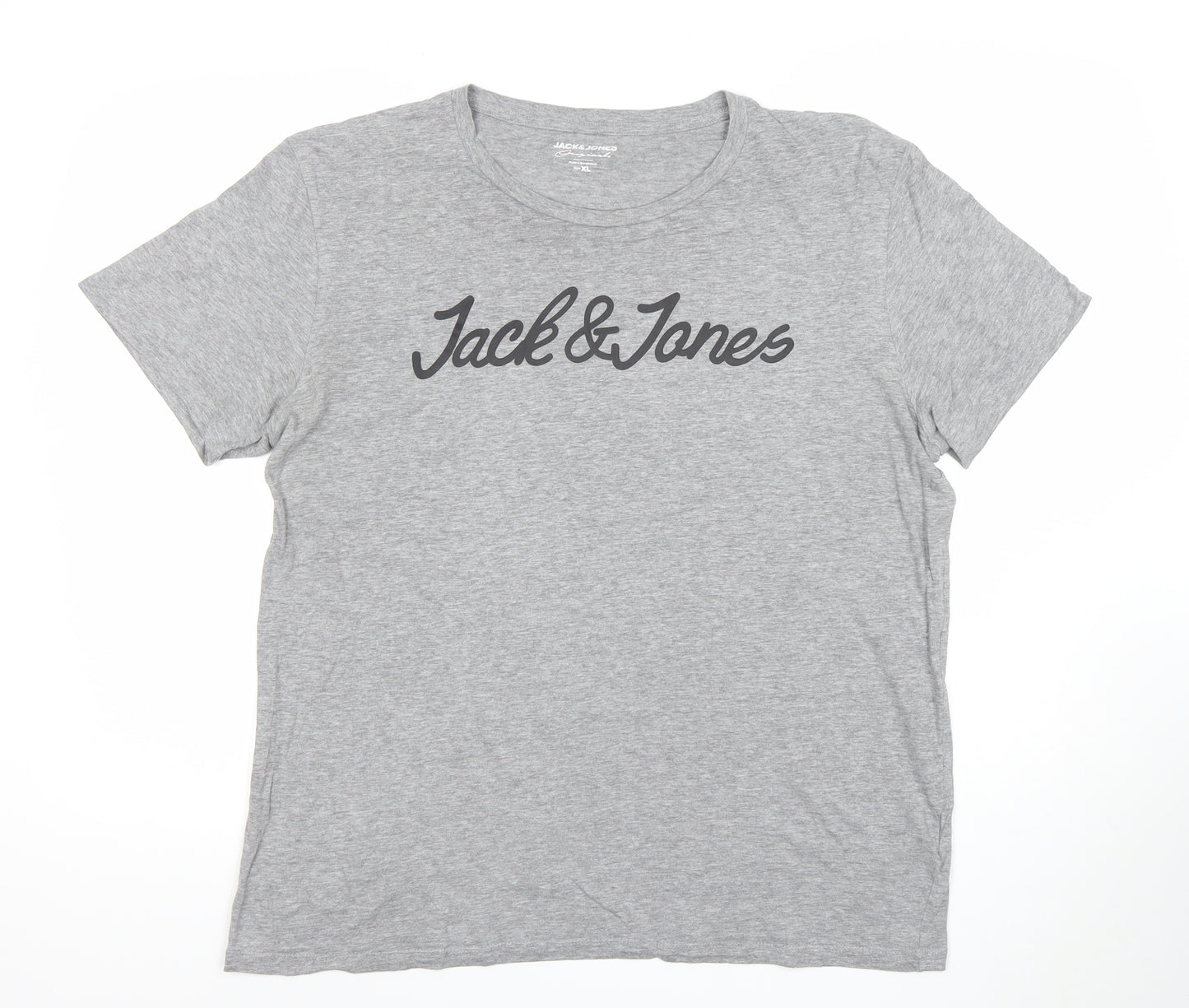 Jack & Jones Men's Grey XL Graphic Print Cotton T-Shirt